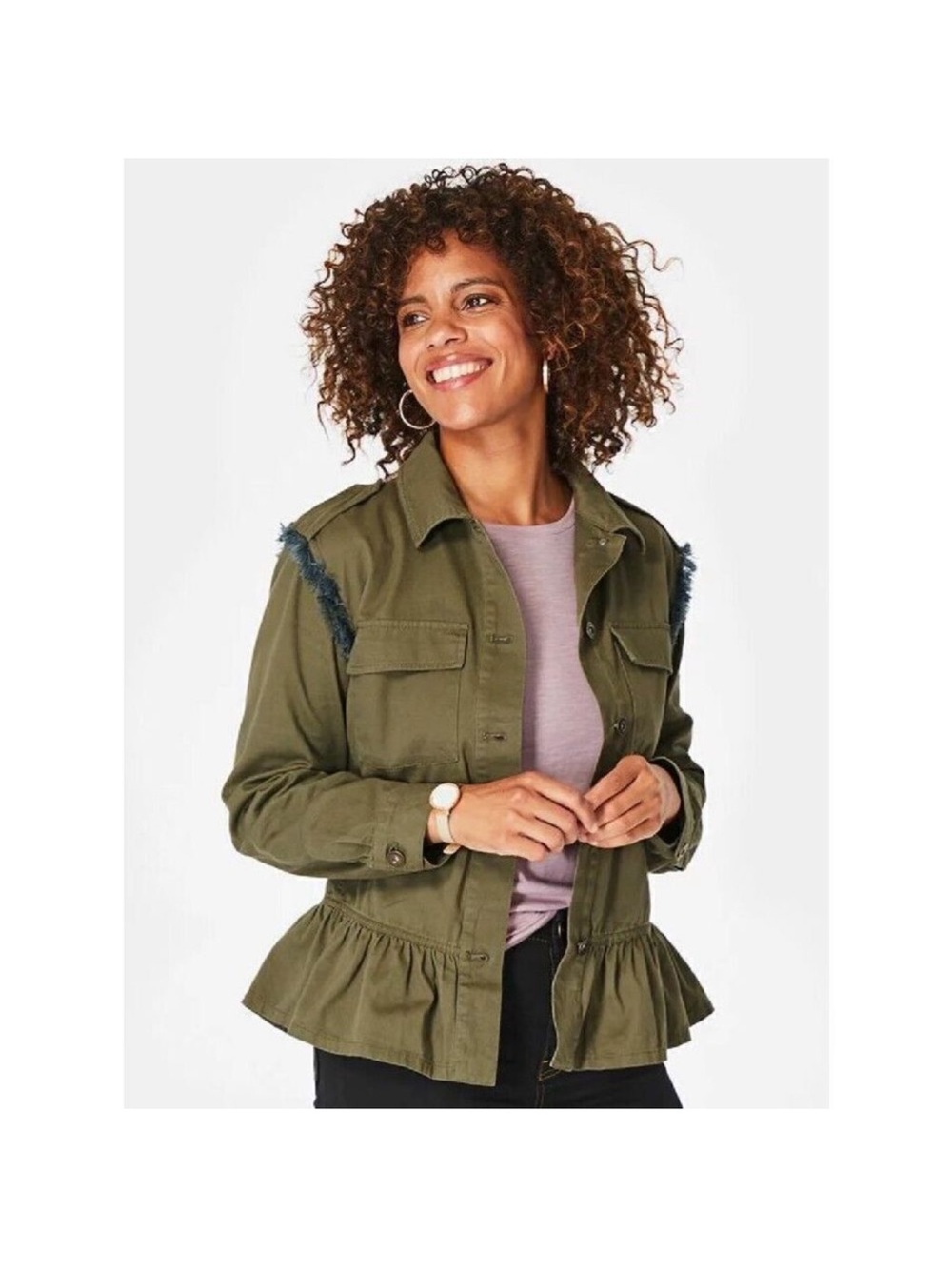 Matilda Jane “Moments With You” Olive button down jacket sz XL